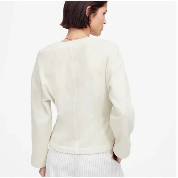 Madewell Darted Cardigan Sweatshirt Parchment Ecru Neutral Size M NWT Capsule - Picture 2 of 13